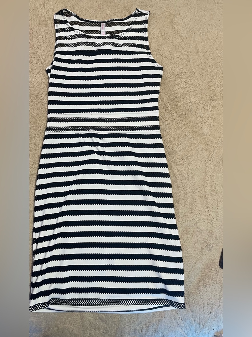 Xhilaration Black and White Striped Sleeveless Dress